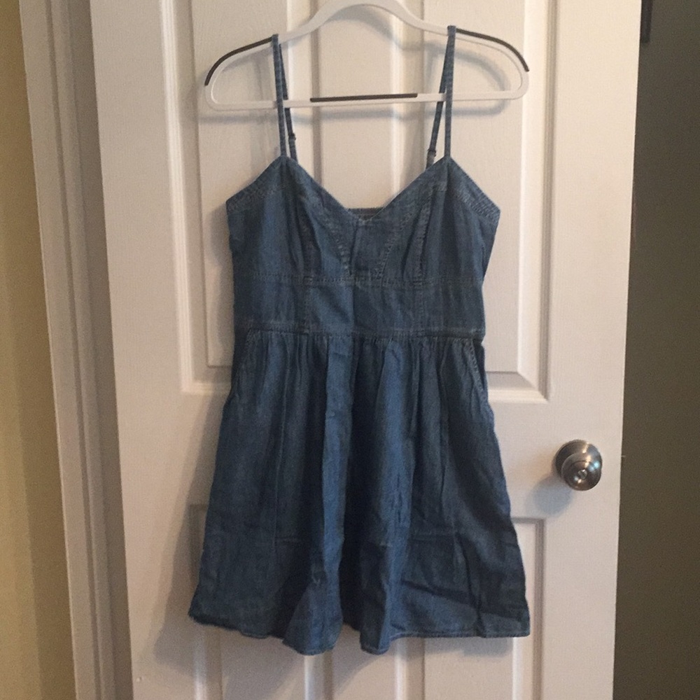 Denim dress with adjustable straps